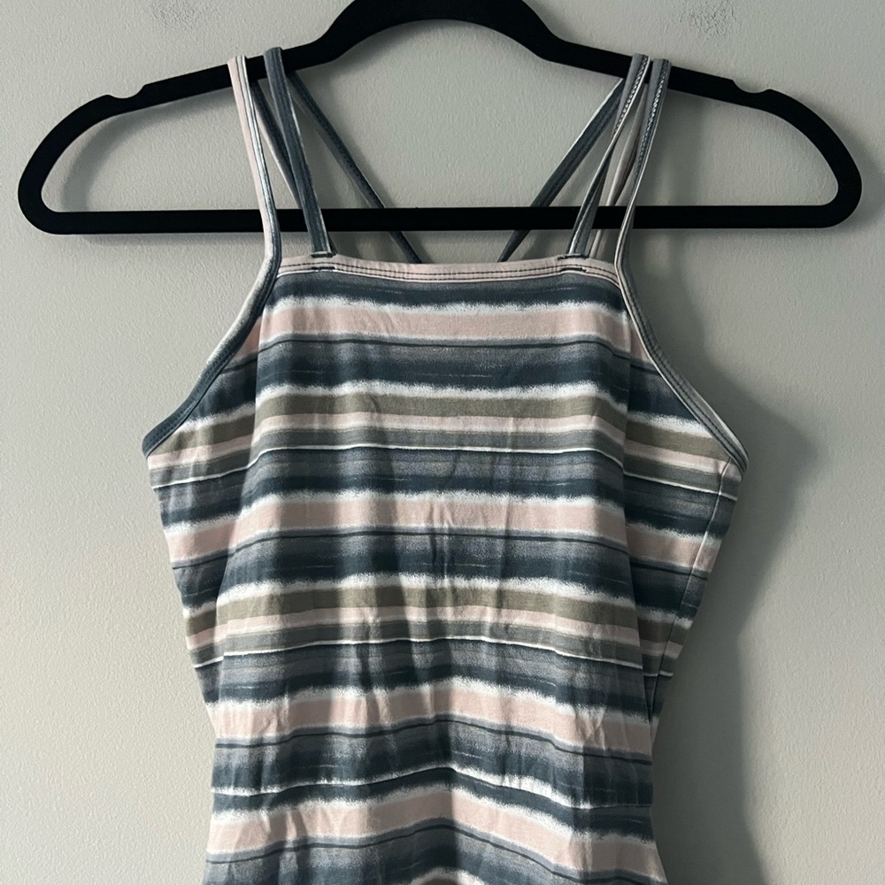 Pact Organic Cotton Striped Midi Dress Small | Sustainable Sleeveless Crisscross - Picture 2 of 6